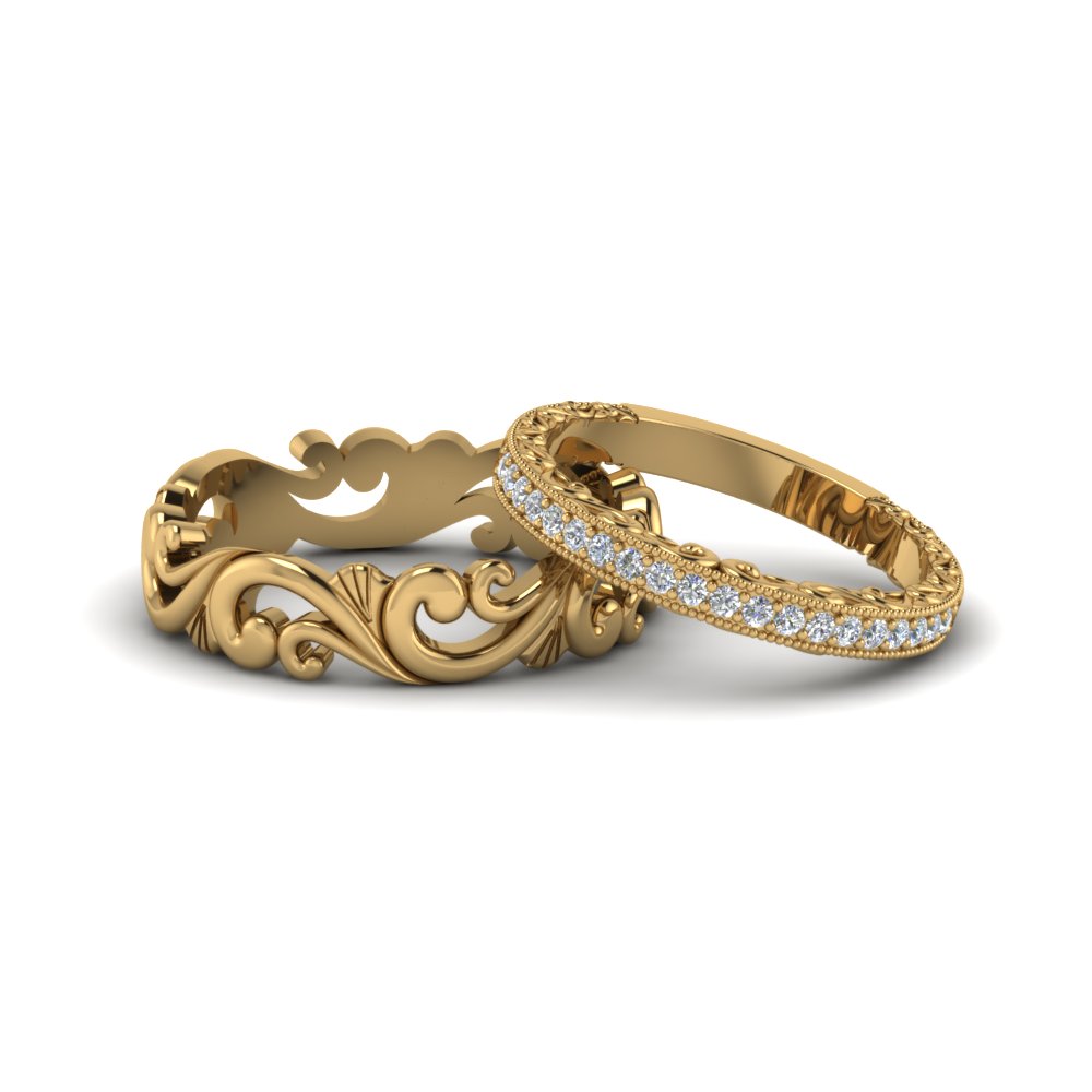 Filigree Wedding Rings His And Hers Matching Sets