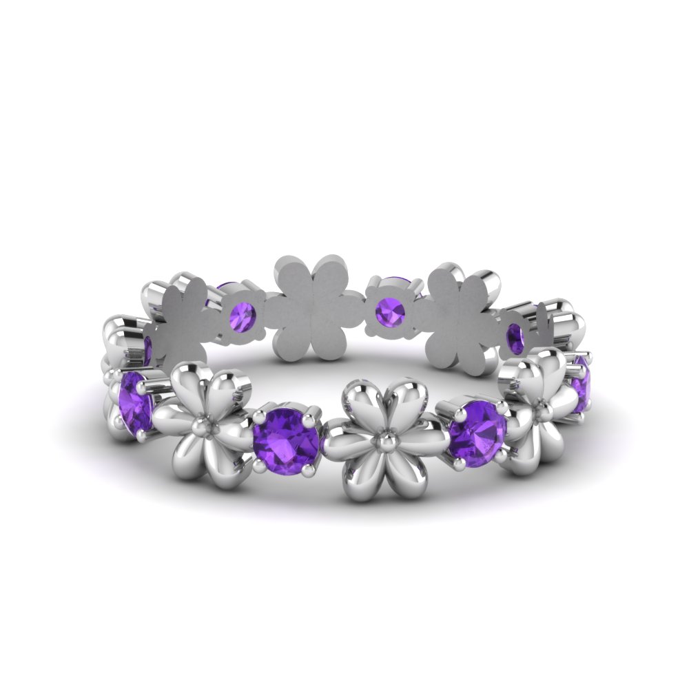 purple flower diamond ring