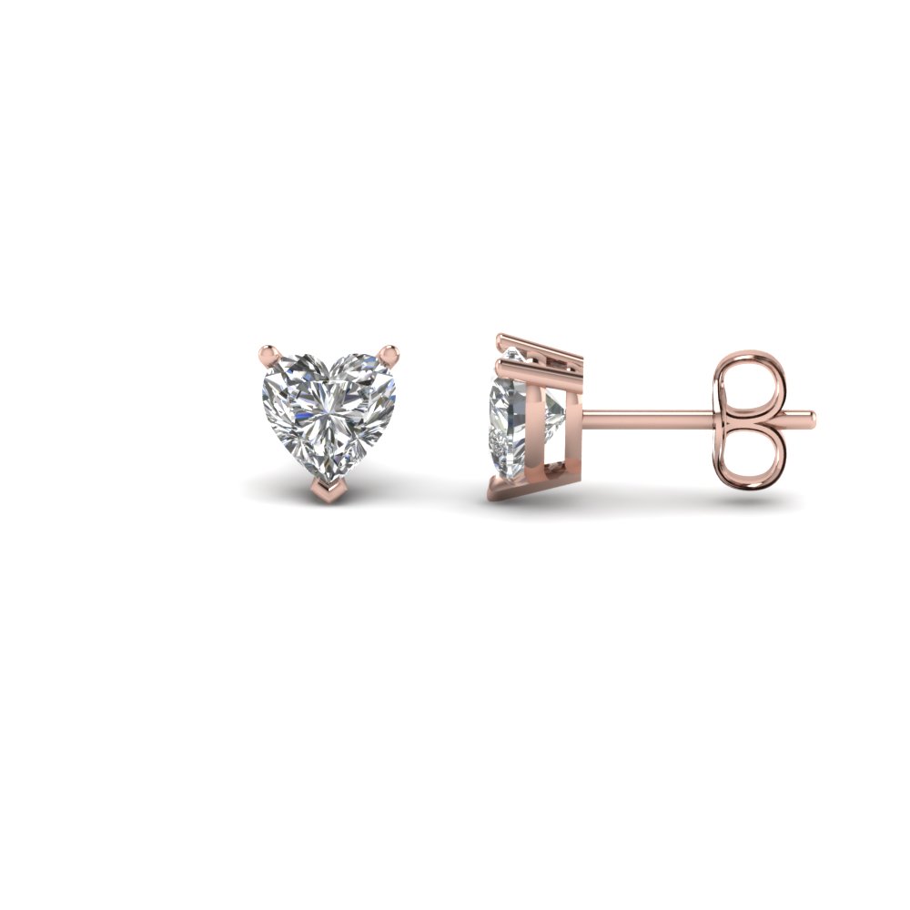 Heart Shaped 1 Carat Diamond Earrings In 14k Rose Gold Fascinating Heart Shaped 1 Carat Diamond Earrings In 14k Rose Gold Fdear3ht0 50ct Nl Rg