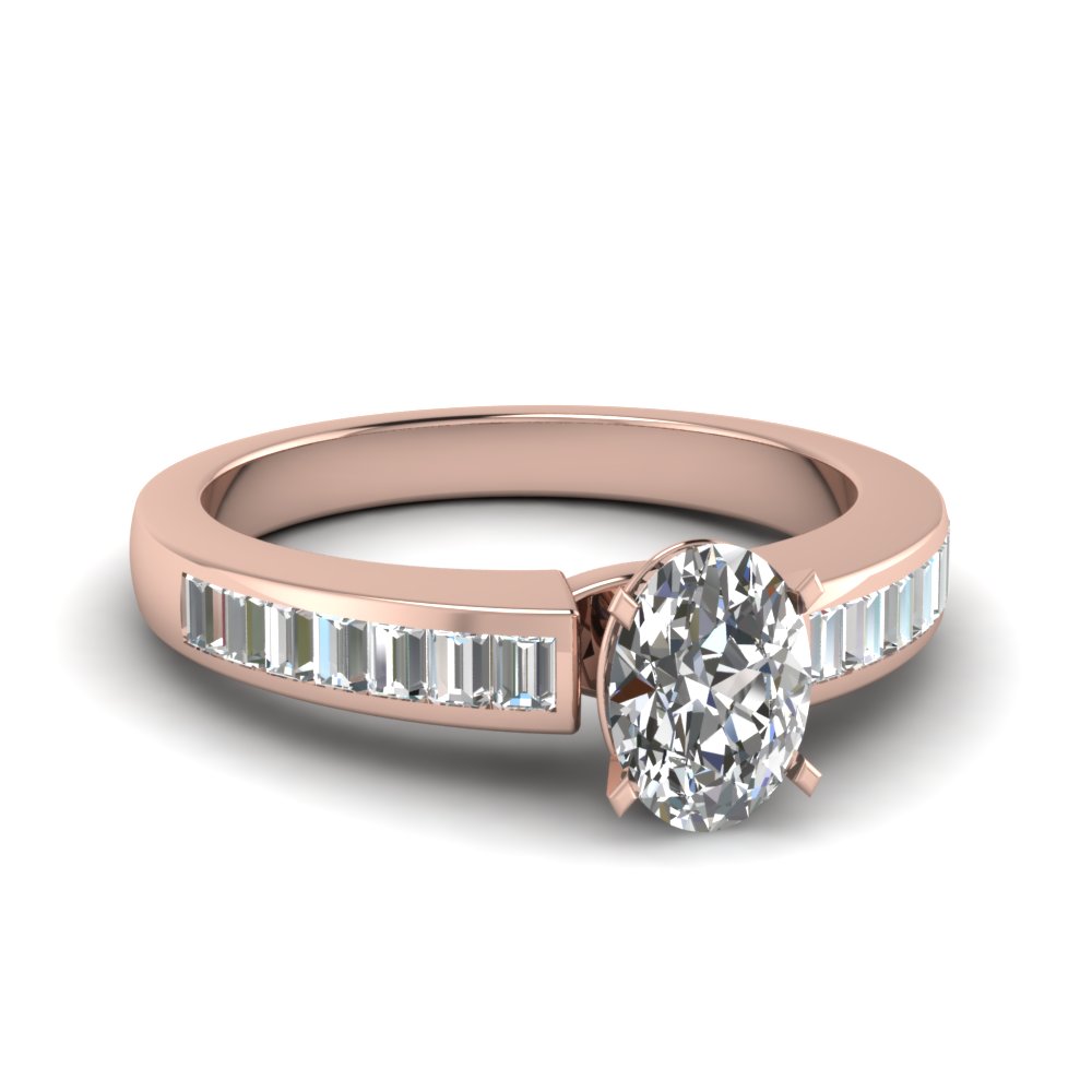 Details about   14K solid rose gold ring baguette diamond ring engagement ring  Unique ring 