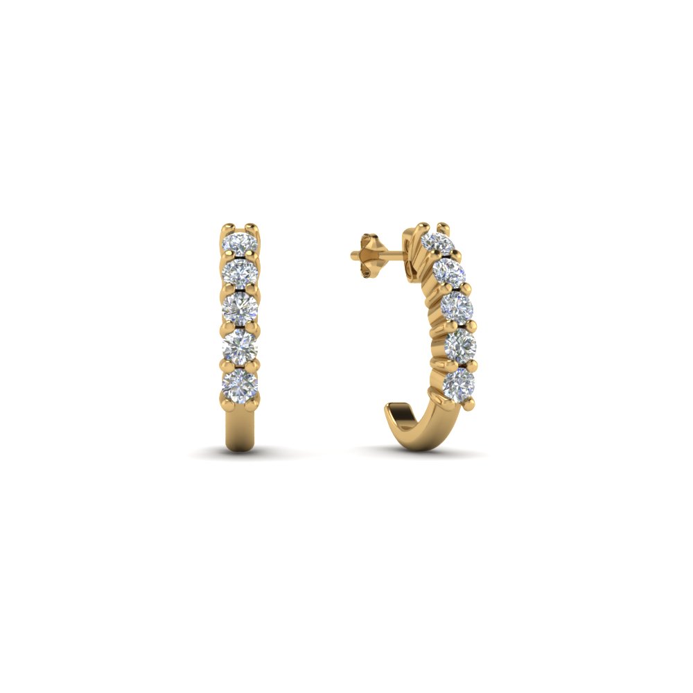 Half Huggie Diamond Hoop Earring In 14k Yellow Gold Fascinating Half Huggie Diamond Hoop Earring In Fdear40640 Nl Yg