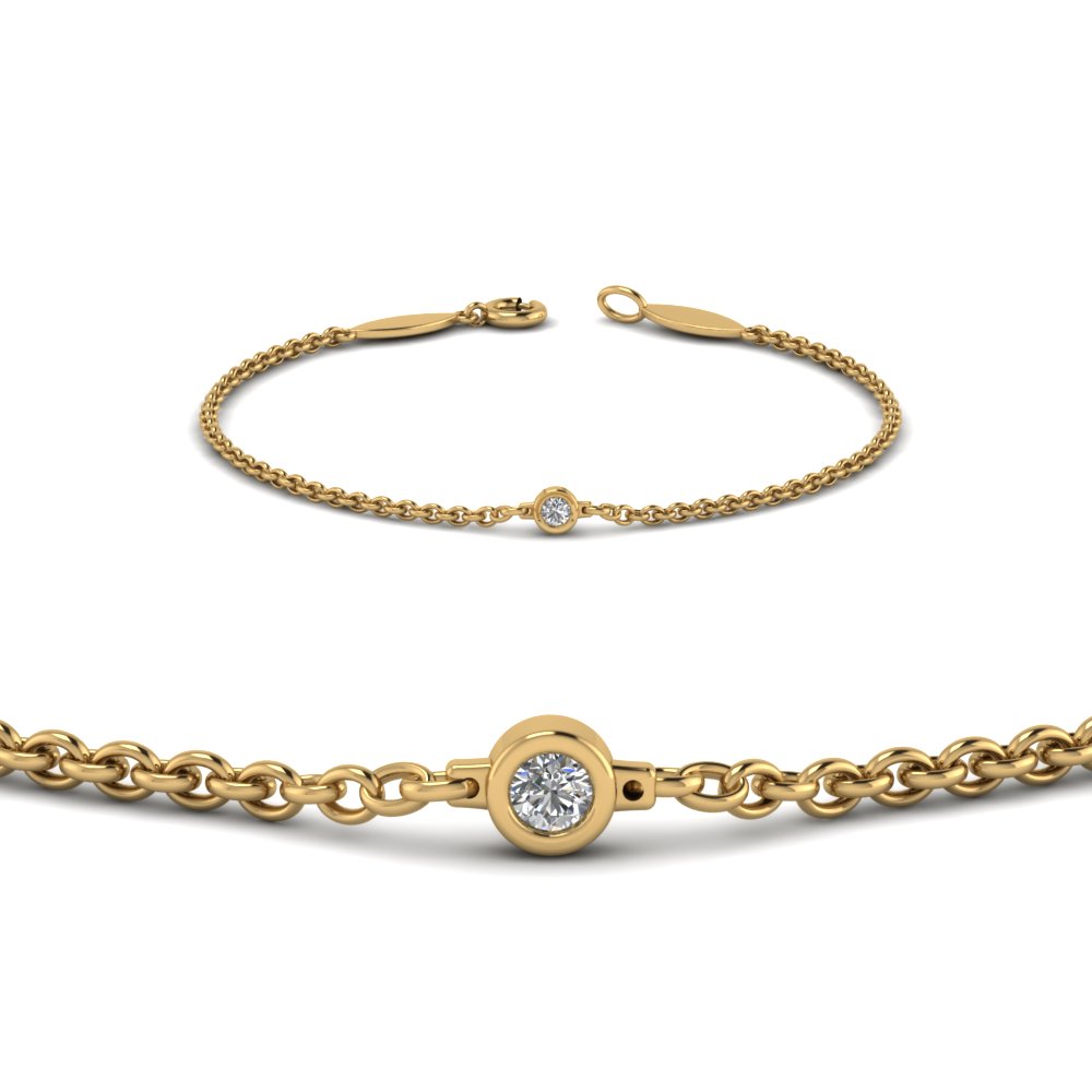 Single Diamond Chain Bracelet In 18k Yellow Gold Fascinating Diamonds Single Diamond Chain Bracelet In 18k Yellow Gold Fdbr651576angle2 Nl Yg