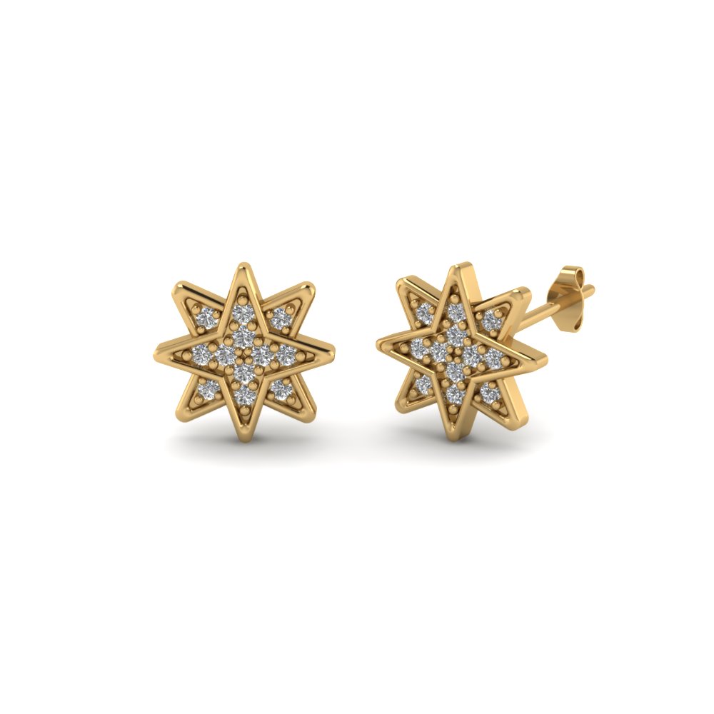 Star Stud Cer Round Diamond Earring In 18k Yellow Gold Star Stud Cer Round Diamond Earring In 18k Yellow Gold Fdear86435 Nl Yg