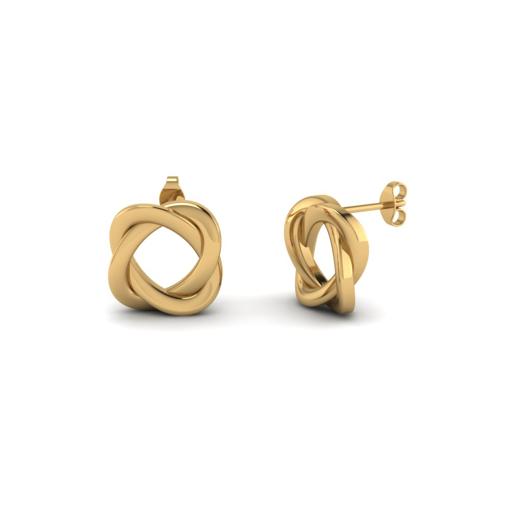 Swirl Loop Stud Earrings In 14k Yellow Gold Fascinating Diamonds Swirl Loop Stud Earrings In 14k Yellow Gold